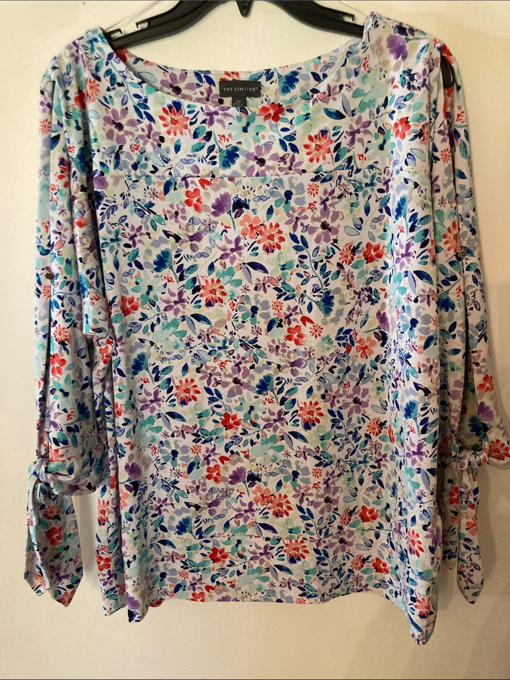 The Limited Mint Floral Tie-Sleeve Blouse
